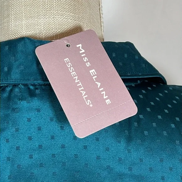 NWT Miss Elaine Essentials Teal Sleep Lounge Button Down Top Size M - Picture 7 of 10